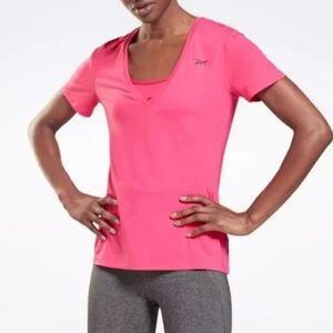 Reebok Womens Activchill V-Back Basic T-Shirt - Pink
